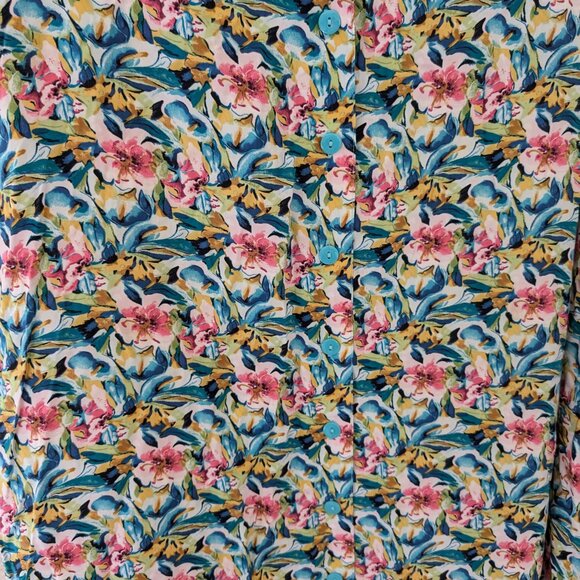 Vintage Christopher & Banks Floral Midi Skirt Buttons 90s Y2K 14P - Picture 6 of 8